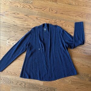 Eileen Fisher Navy Textured Knit Cardigan